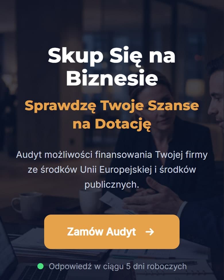 The Ekspert od Dotacji website on a phone: One clear offer