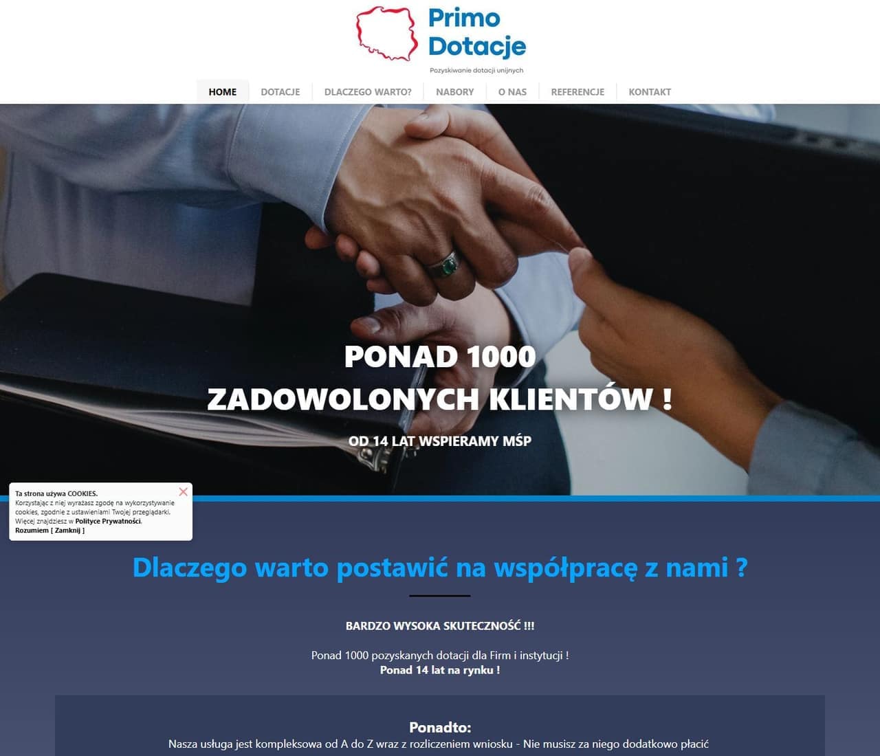 The Primo Dotacje website before the redesign